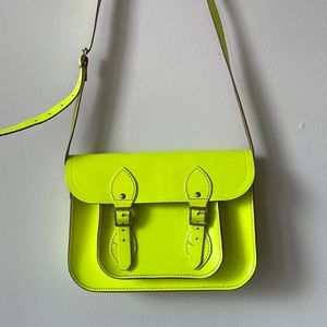 Cambridge satchel company neon leather satchel
